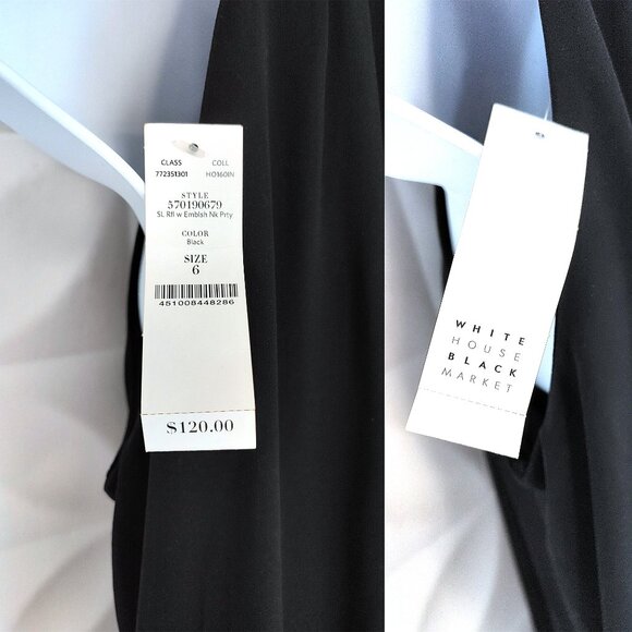 Black Shift Cocktail Dress Chiffon Sparkle A-line Swing 6 White House Mini - Picture 9 of 15